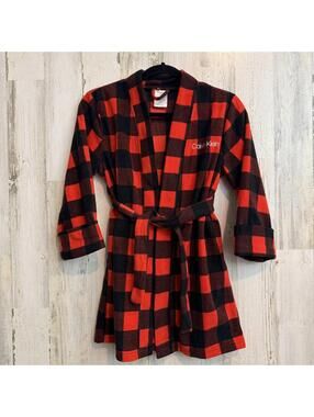 Calvin Klein Red Black Kids Unisex 6/6X Checkered Robe